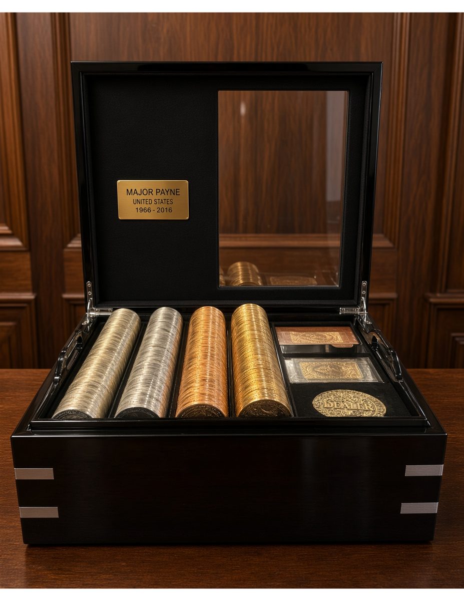 Personalized gold nameplate installed inside the lid
