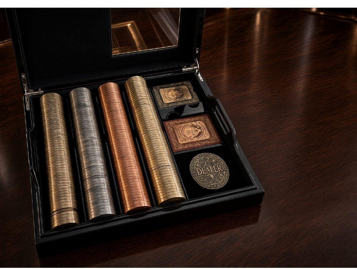 The open presentation case, coin rolls in fitted rows